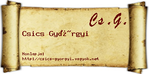 Csics Györgyi névjegykártya